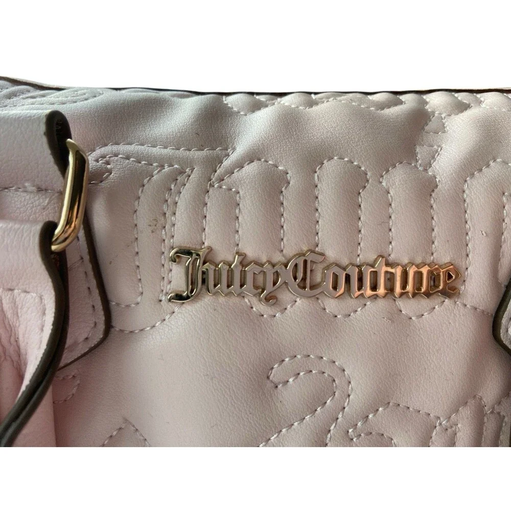 Juicy Couture Fame Satchel Pink Quilted Heart Charm Bag Y2K McBling Pop Coquette